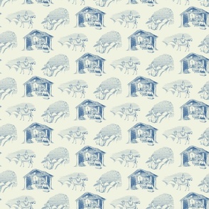 Christmas Nativity Toile in Blue