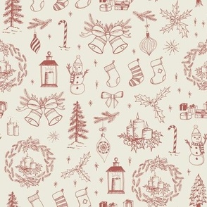 Christmas Toile // Vintage Red