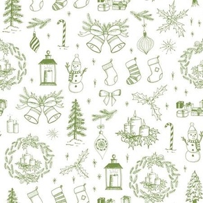 Christmas Toile // Green & White