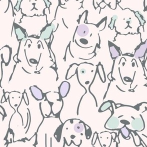 Purple Pastel Pop Doodle Dogs