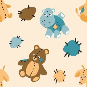 Handmade toys - bear - giraffe - hippopotamus 