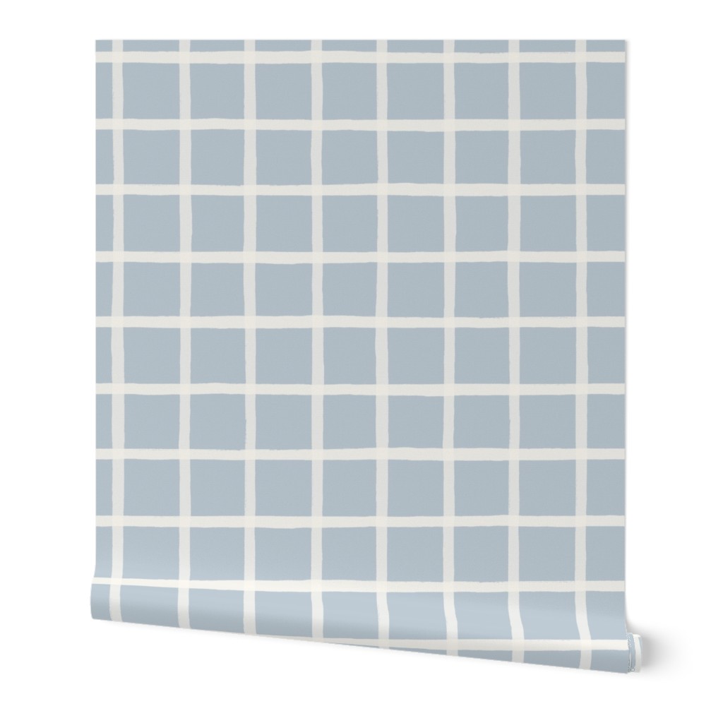 Window Pane Plaid Soft Blue and Cream Reverse