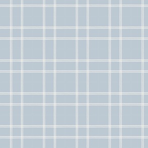 Reverse Double Window pane plaid Soft Blue and Cream