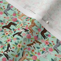 SMALL horse multi coat floral horses fabric mint