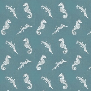 White seahorses & sea dragons_ gray green_medium scale