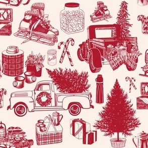 Holiday Tailgate Toile Medium Red