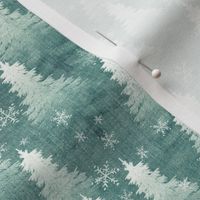 Teal Green Pine Tree Forest 