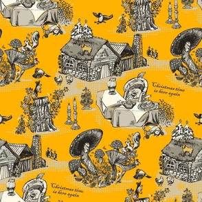 Christmas toile de jouy yellow