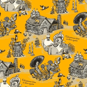 Christmas time is here again_traditional yellow toile de jouy