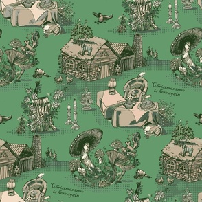 Christmas french toile green
