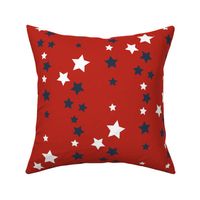 White and blue stars on red