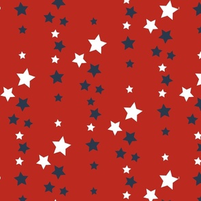 White and blue stars on red