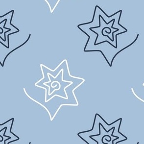 Curved Stars on light blue