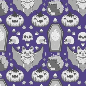 Black and White Halloween small scaleCool Purple