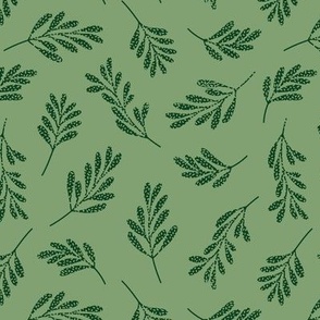 Medium - Green leaves with scattered dots texture repeat pattern