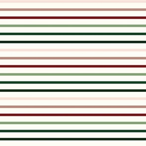 Medium - Striped pattern in calm Christmas natural colors: green, beige, brown and maroon