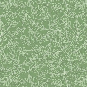 Medium - Leaves texture pattern in white line art and green background