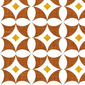 Large jumbo scale // Geometric tiles inspiration 10 // white goldenrod yellow and brown copper