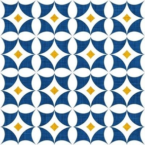 Small scale // Geometric tiles inspiration 10 // white goldenrod yellow and classic blue