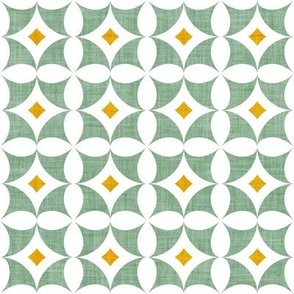 Small scale // Geometric tiles inspiration 10 // white goldenrod yellow and jade green