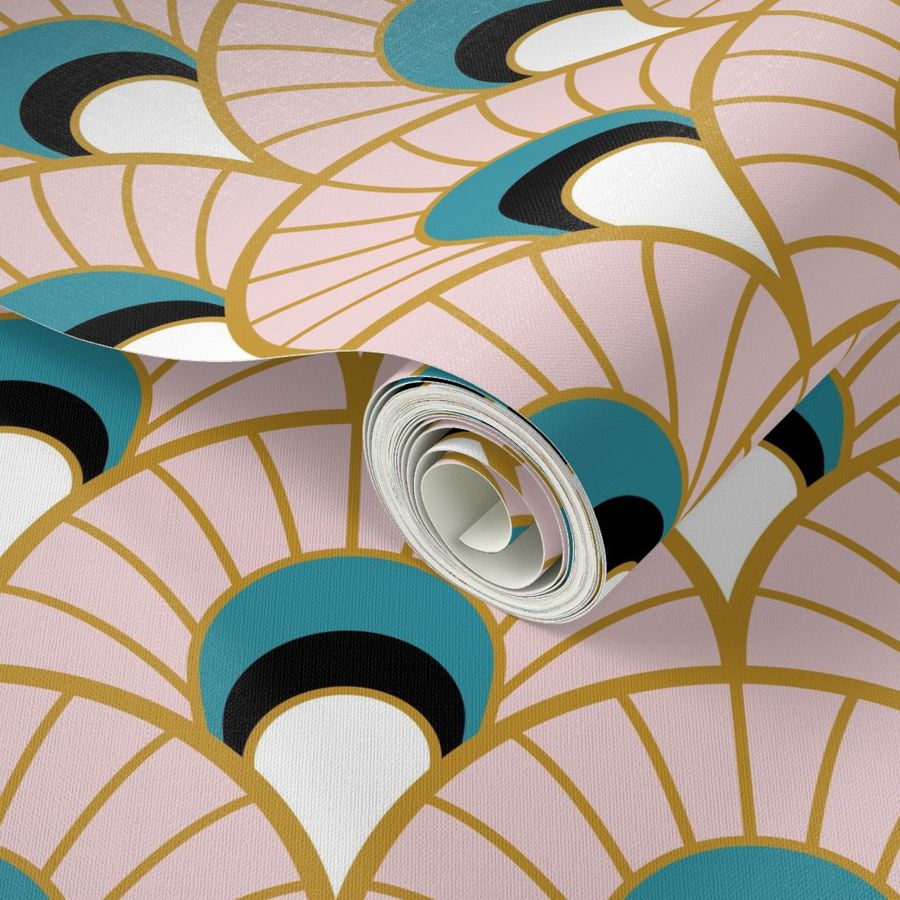 Cotton candy scallop fans - Art Deco Joy Wallpaper | Spoonflower
