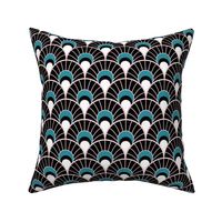 Black,  Cotton Candy and Lagoon Scallop fans - Art Deco Joy - Petal Solids Coordinate - medium