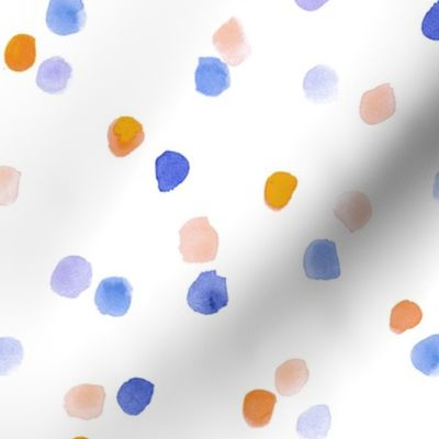 Rust and indigo - watercolor confetti - painted dots - polka dot brush stroke spots a571-2