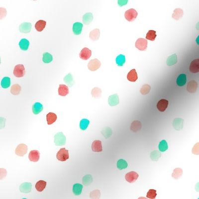 Mint and redwood fun and joy - watercolor confetti - painted dots - polka dot brush stroke spots a571-4