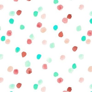 Mint and redwood fun and joy - watercolor confetti - painted dots - polka dot brush stroke spots a571-4