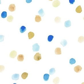 Blue and cream - watercolor confetti - painted dots - polka dot brush stroke spots a571-5