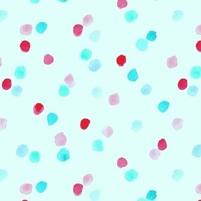 Mint and raspberry fun and joy - watercolor confetti - painted dots - polka dot brush stroke spots a571-7
