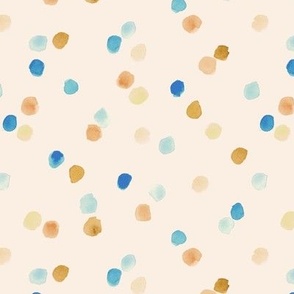 fun and joy  in mustard and blue - watercolor confetti - painted dots - polka dot brush stroke spots a571-10