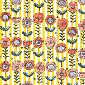 Floral stripe on yellow
