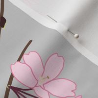 Cherry Blossom Flourish - silver grey, medium 