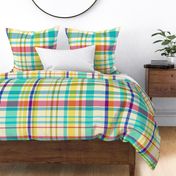 Madras Plaid in Turquoise Blue and Yellow