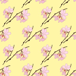 Cherry Blossom Flourish - sunshine yellow, medium 