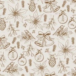 Winter Holiday Toile, Brown