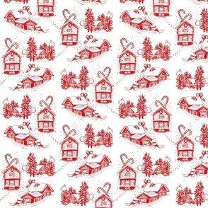 Snowy Christmas Toile | red