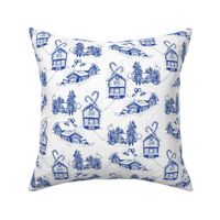 Snowy Christmas Toile| blue