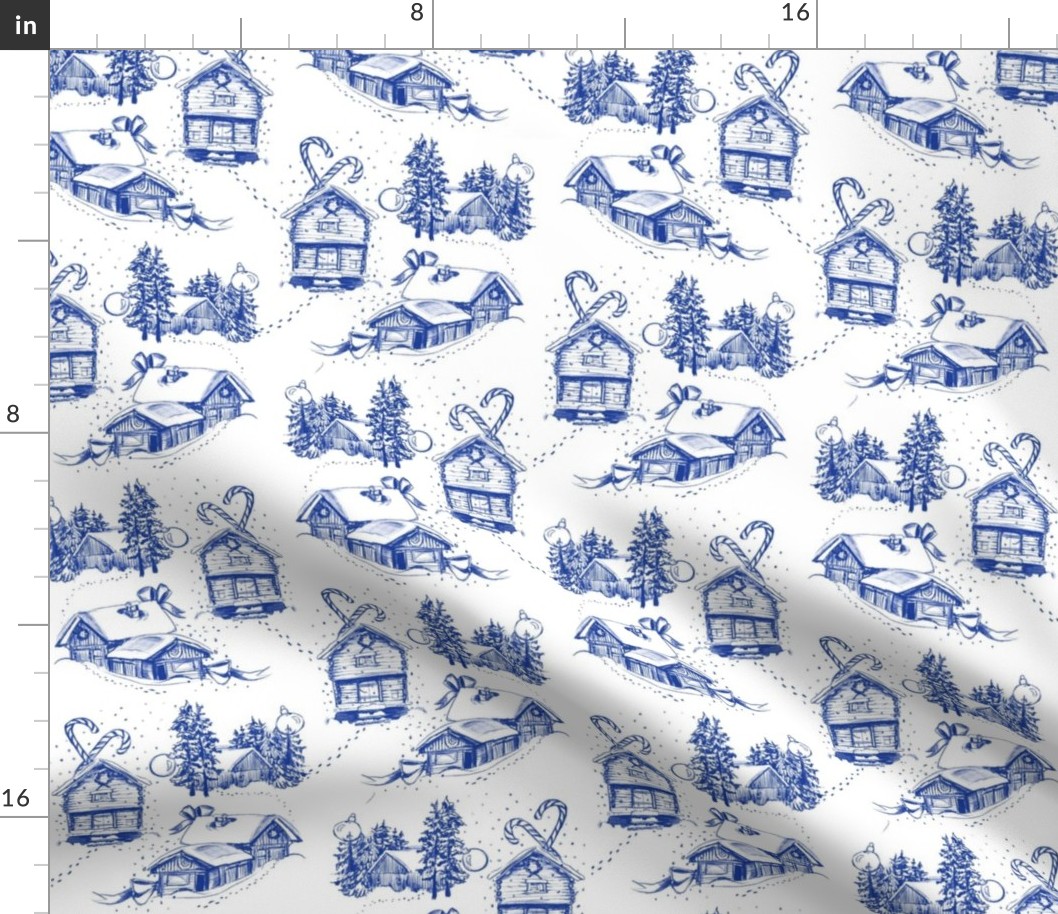 Snowy Christmas Toile| blue