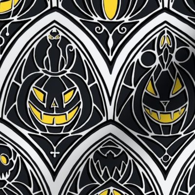 Window Pumpkins - small scale - Halloween, pumpkins, gothic, skulls, bats, ghosts