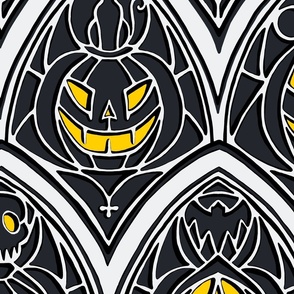 Window Pumpkins - XLarge scale - Halloween, pumpkins, gothic, skulls, bats, ghosts