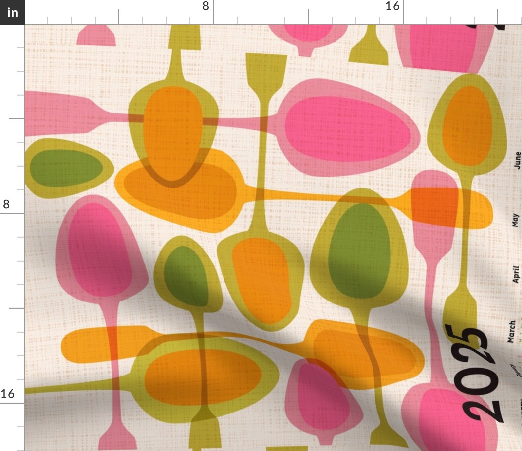 2126_Kitchen retro Spoons tea towel Calendar 2024