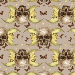 Skull and moon face neutral pattern