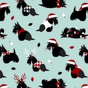 Scottish Terrier - Scottie Christmas Blue