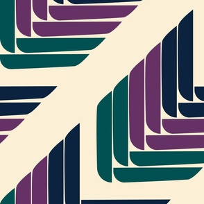 Retro Green Purple and Cream Chevron