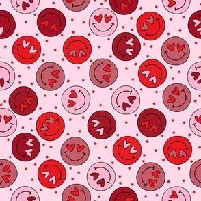 valentines smiley fabric - cute retro heart eyes fabric