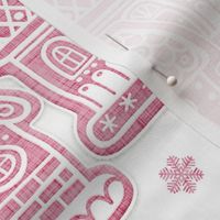 Gingerbread Village Xmas Toile White Large- Christmas Gingerbread House Cookies- Pink- Mint- White- Winter Holiday
