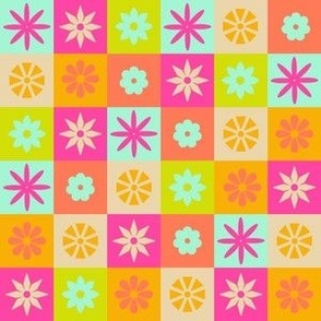 Pop Art Checks with Flowers