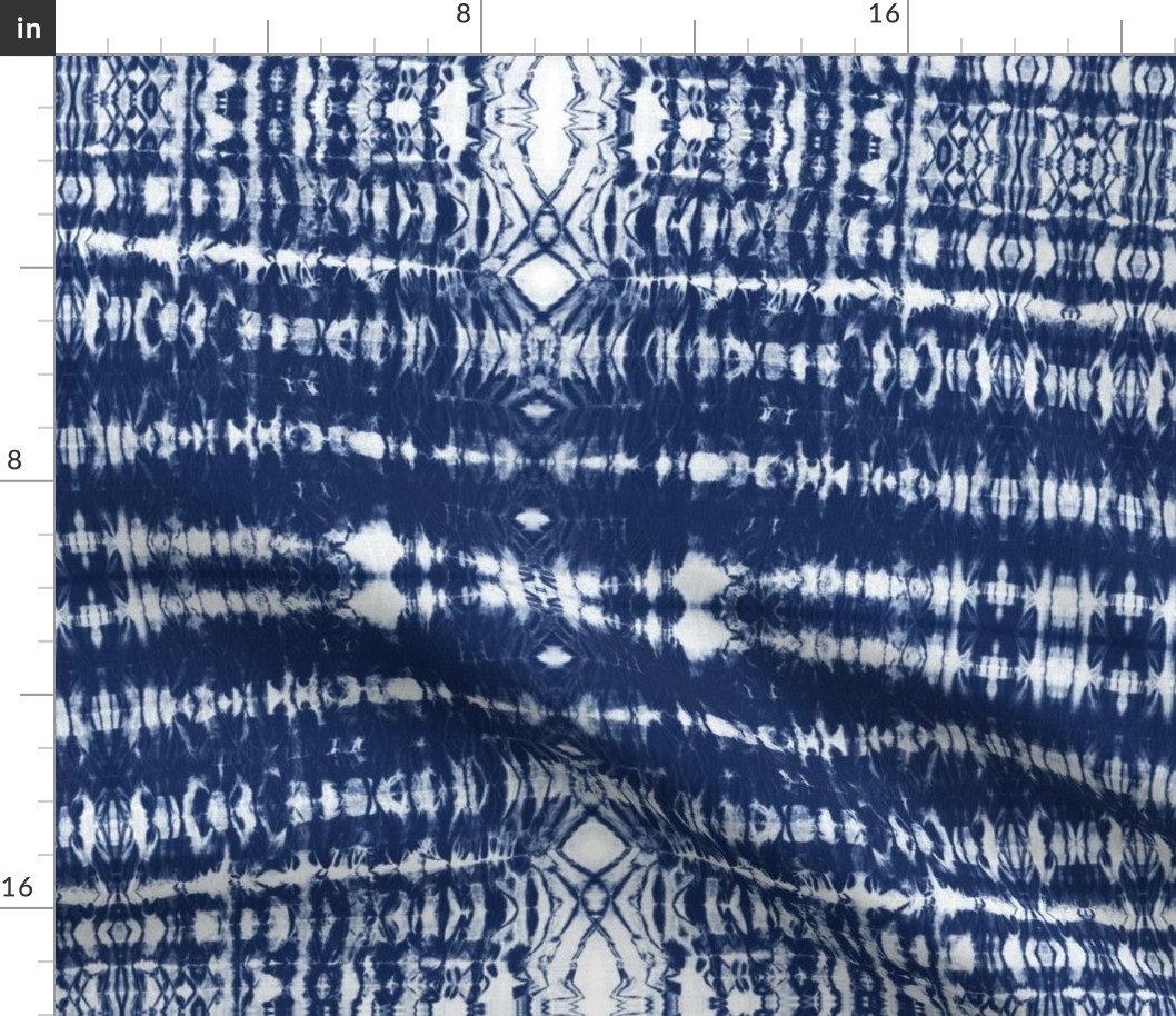 Tie dye shibori horizontal indigo blue stripes